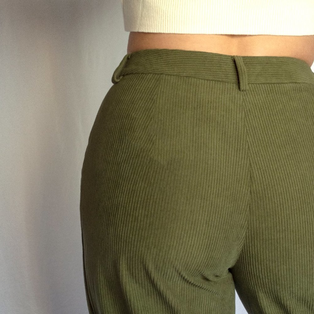WIDE Leg Corduroy Pants - Olive